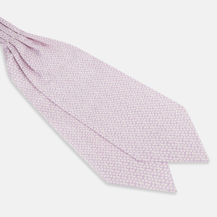 Lilac Flower Patterned Silk Cravat Image 2