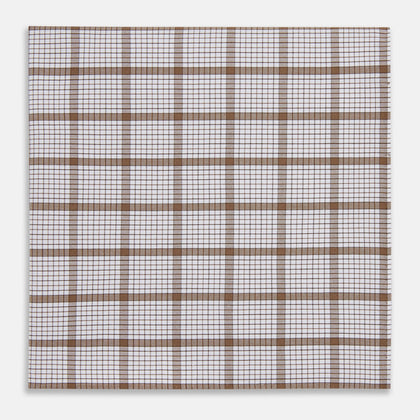 Hand Rolled Brown Overlay Check Handkerchief