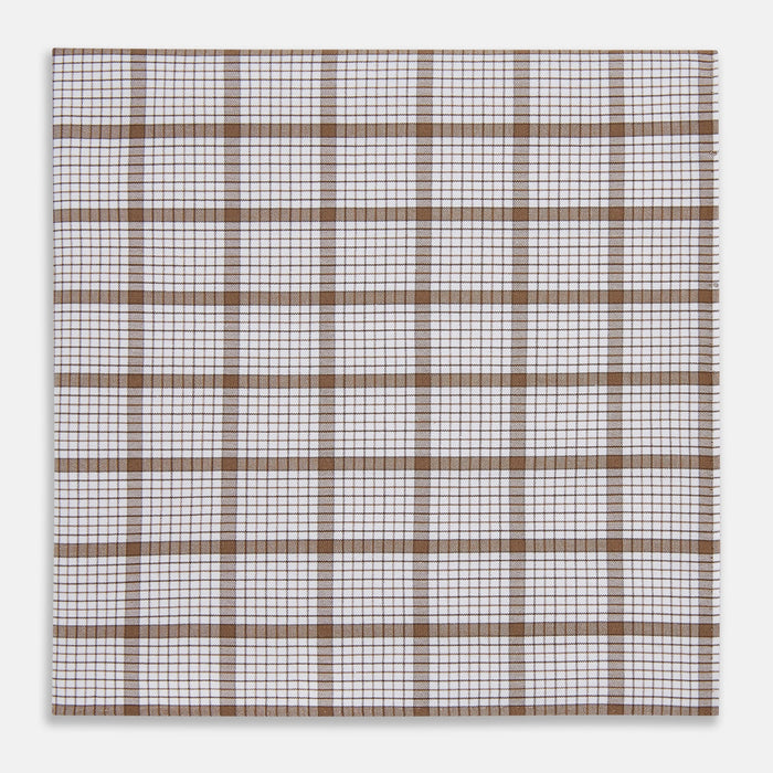 Hand Rolled Brown Overlay Check Handkerchief