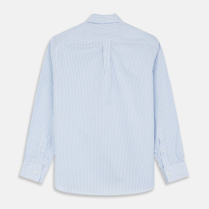 Pale Blue Stripe Weekend Fit Hayne Shirt With Dorset Collar And 1-Button Cuffs Image 2