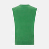 View 3 of product The Fern Green Cashmere V-Neck Vest by Turnbull & Asser is a men's sleeveless jumper, ideal for layering, shown against a plain white background.