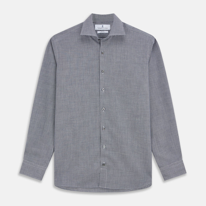 Navy Houndstooth Wool Tailored Fit Shelton Shirt