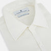 View 2 of product The Vanilla Linen Westminster Shirt by Turnbull & Asser is a long-sleeve, white button-up with a Turnbull collar, buttoned cuffs, and straight hem, highlighting British craftsmanship against a plain white background.
