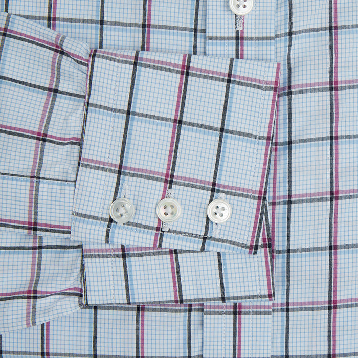 Blue and Pink Tattersall Check Mayfair Shirt Image 2