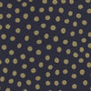 View 3 of product The Turnbull & Asser Navy and Gold Paint Spot Silk Tie features evenly spaced gold spots on classic navy silk, rolled and displayed on a plain white background—ideal for complementing your favorite office shirt.