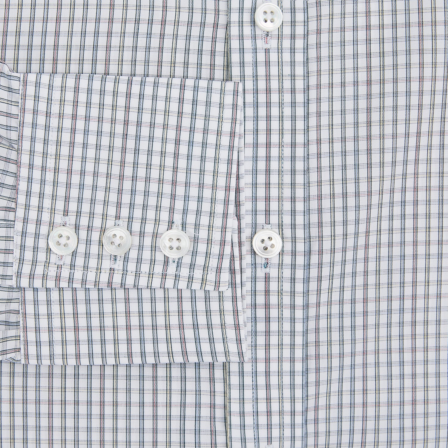 View 4 of product The Turnbull & Asser Forest Green with Multi-Hued Graph Check Mayfair Shirt is a long-sleeve button-up with a classic collar and buttoned cuffs, featuring fine British craftsmanship, shown flat on a white background.
