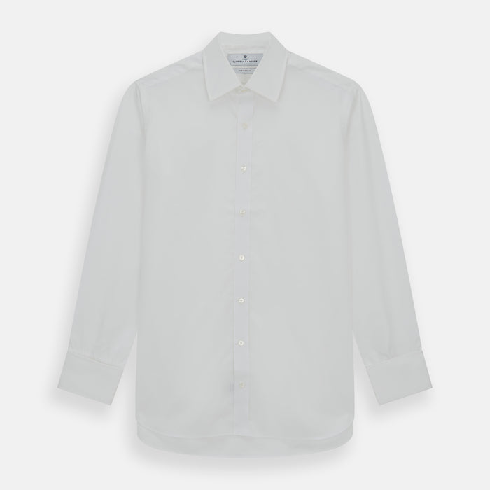 Plain White Cotton Shirt with T&A Collar and Double Cuffs