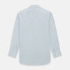 View 3 of product The Blue Overlay Grid Check Mayfair Shirt by Turnbull & Asser features a light blue and white grid check pattern with long sleeves and button-up design, making it a versatile wardrobe staple. Displayed on a plain white background.