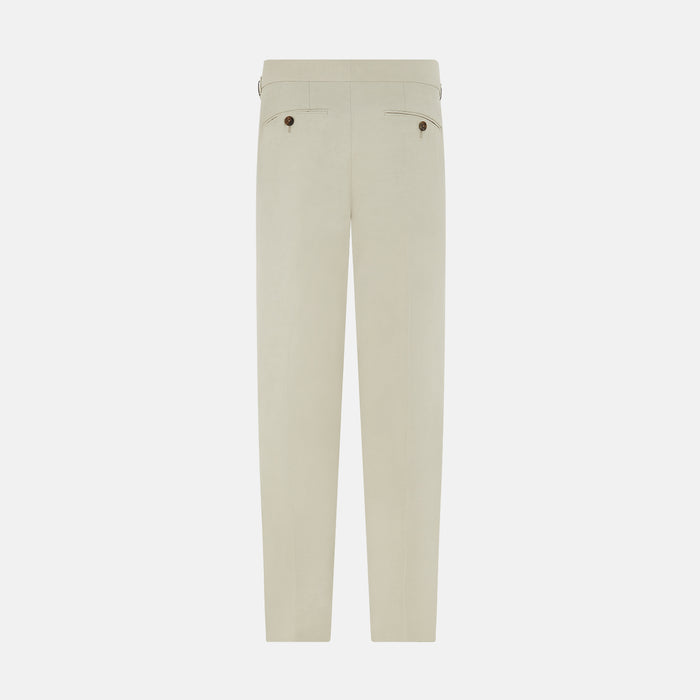 Taupe Cotton Blend Henry Trousers Image 10