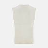 View 3 of product The Turnbull & Asser Ivory Cashmere V-neck Vest is a sleeveless, sophisticated knit pullover shown against a plain white background.