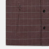 View 7 of product The Turnbull & Asser Burgundy Check Hampstead Overshirt, featuring a button-up front, collar, white windowpane pattern, and two front pockets, is laid flat on a white background—perfect for elegant formal wear.