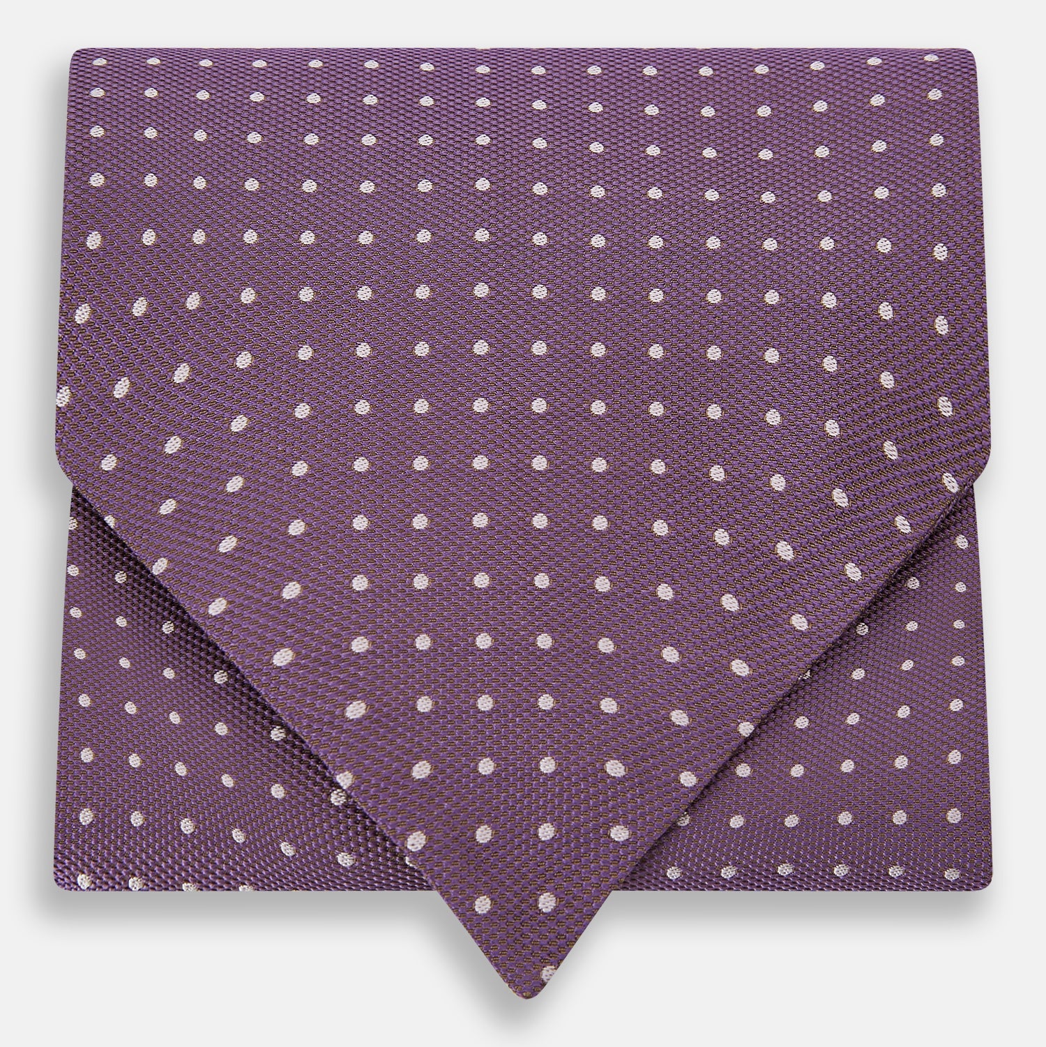 View 1 of product The Lilac and Violet Micro Dot Silk Cravat by Turnbull & Asser features small white polka dots on elegant silk, expertly crafted for a refined look, and is shown against a white background.
