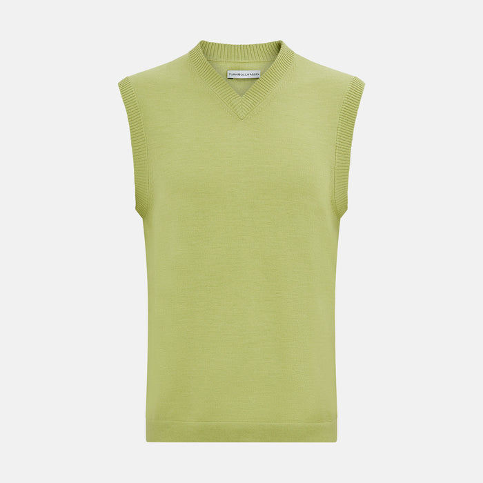 Melon Green Fine Merino V-Neck Vest