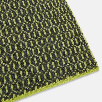 Graphite and Chartreuse Lemon Hexagon Cashmere Knitted Scarf Image 1
