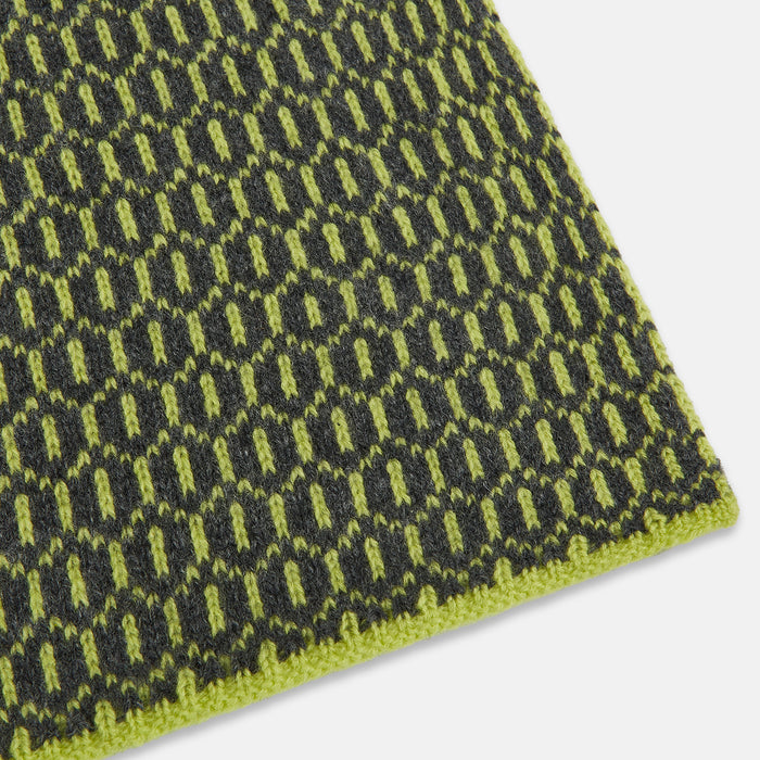 Graphite and Chartreuse Lemon Hexagon Cashmere Knitted Scarf Image 1