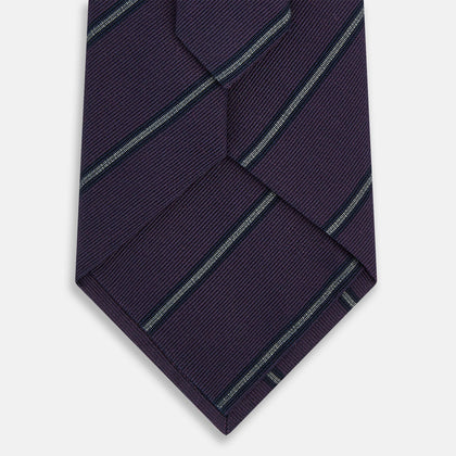 Purple Multi Stripe Silk Blend Tie Image 2