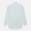 View 3 of product A Green Wide Pinstripe Mayfair Shirt by Turnbull & Asser, featuring long sleeves, a button-up front, and a T&A collar, is shown flat on a white background.