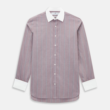 Light Porto Red Track Stripe Shirt with Contrast T&A Collar and Cuffs