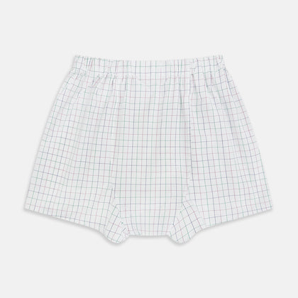 Pink Grid Check Godfrey Boxer Shorts Image 1