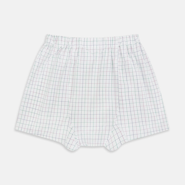 Pink Grid Check Godfrey Boxer Shorts Image 1