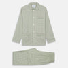 View 6 of product The Turnbull & Asser Green Check Modern Cotton Pyjama Set features a contemporary fit in white and green plaid, made from thicker cotton for added comfort.