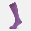 View 1 of product Turnbull & Asser’s Violet Micro Knit Mid-Length Sock, crafted from mercerised Egyptian cotton, stands upright on a plain white background with the toe and heel clearly visible.