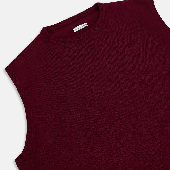Burgundy Cashmere Round Neck Vest Image 1