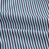 View 4 of product The Turnbull & Asser Green and Blue Stripe Cotton Arnold Gown features long sleeves, a knee-length cut, a shawl collar, front pockets, and an elegant wrap belt at the waist.