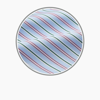 Blue, Purple & Green Stripe Cotton Fabric Image 2