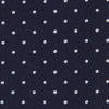 View 3 of product The Turnbull & Asser White and Navy Spot Printed Silk Tie, shown rolled with its pointed end forward on a white background, is an elegant accessory that pairs perfectly with a crisp shirt for smart occasions.