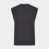 View 3 of product The Turnbull & Asser Brown Fine Merino V-Neck Vest features a sleeveless design with wide shoulders, ideal for layering in cooler seasons, shown here against a plain white background.