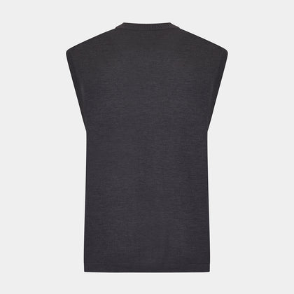 Brown Fine Merino V-Neck Vest Image 2