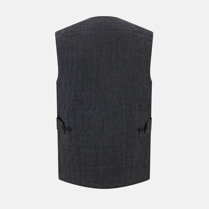 V NECK QUILTED VEST, ZIP PKTS, ASH Image 2
