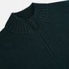 View 2 of product The Turnbull & Asser Forest Green Merino High Neck Zipped Cardigan features long sleeves, a ribbed high neck, cuffs, and hem, shown against a plain white background.