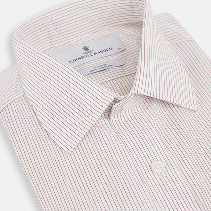 Burgundy Multi Hairline Stripe Mayfair Shirt Image 1