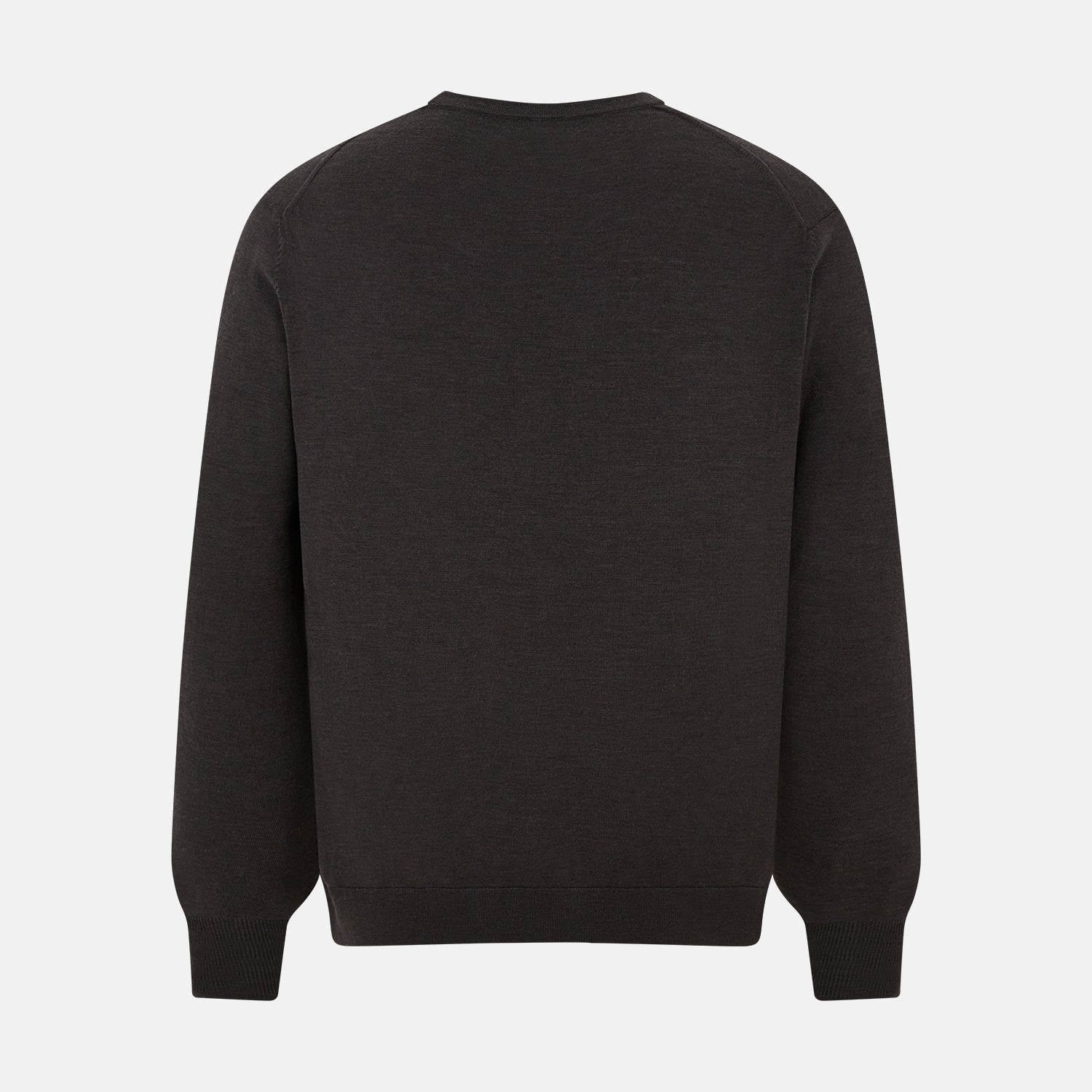 View 3 of product The Turnbull & Asser Brown Fine Merino V-Neck Cardigan is a classic, long-sleeved button-up knitwear piece, shown on a white background—a wardrobe essential.