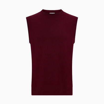 Burgundy Cashmere Round Neck Vest Image 3