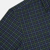 View 6 of product The Turnbull & Asser Navy and Khaki Tartan Windsor Shirt features a long-sleeve button-up design with a Windsor collar and buttoned cuffs, showcasing British craftsmanship in a classic tartan pattern.