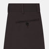 View 4 of product The Turnbull & Asser Brown James Trouser in a straight fit features Italian cotton, belt loops, side pockets, and a front zipper with button closure, displayed on a plain white background.