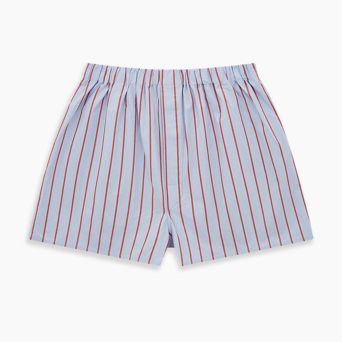 Pale Blue And Red Pinstripe Godfrey Boxer Shorts Image 2