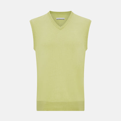 Melon Green V-neck Cashmere Vest