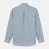 View 5 of product Turnbull & Asser’s Pale Blue Multi Stripe Weekend Fit Wool Shirt features a Derby collar, 1-button cuffs, and a chest pocket—ideal for casual layering. Shown laid flat on a white background for easy styling.