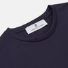 View 2 of product The Turnbull & Asser Navy Davey Cotton T-Shirt is a short-sleeve crew neck in solid dark blue, crafted from fine-gauge jersey and shown flat against a white background.