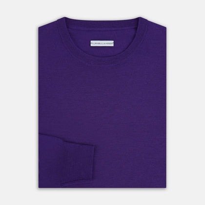 Purple Merino Round Neck Jumper Image 3