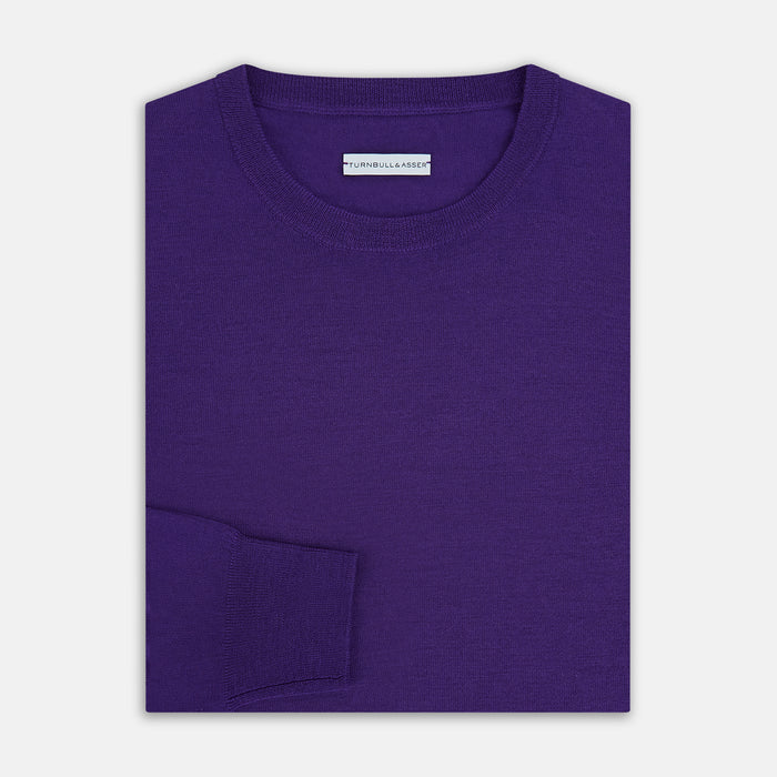 Purple Merino Round Neck Jumper Image 3