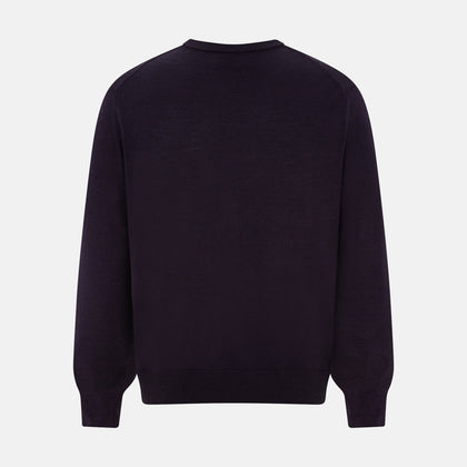 Dark Purple Fine Merino V-Neck Jumper Image 2