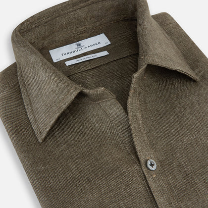 Olive Linen Windsor Shirt Image 1