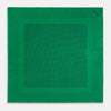 View 4 of product The Turnbull & Asser Green Dot Silk Pocket Square is handmade in England and shown neatly folded, revealing the front and part of the underside against a white background.