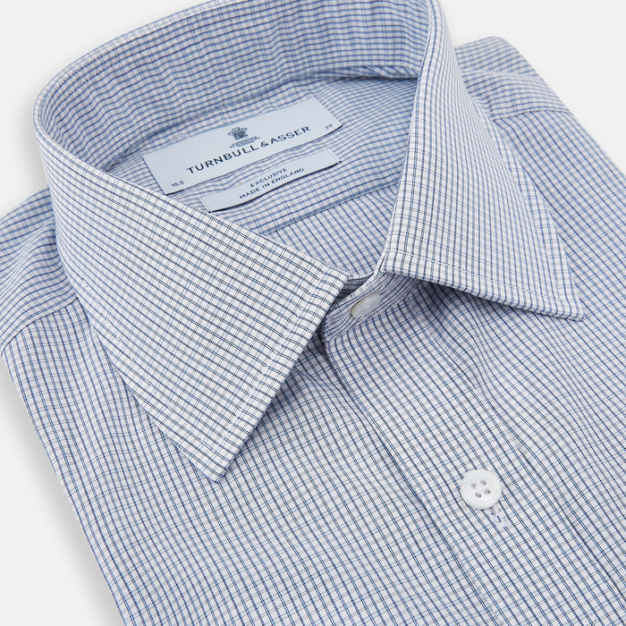 Blue Micro Graph Check Mayfair Shirt Image 1