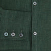 View 4 of product The Forest Green Linen Westminster Shirt by Turnbull & Asser features long sleeves, a Turnbull collar, and a button-up design, shown laid flat on a white background.
